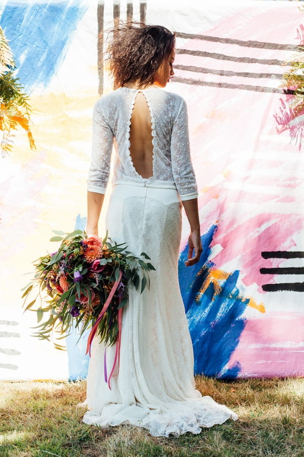 Open back of bride's dress