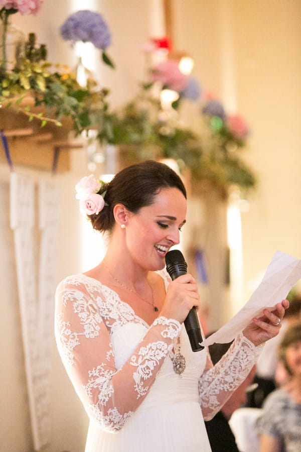 Bride giving wedding speech