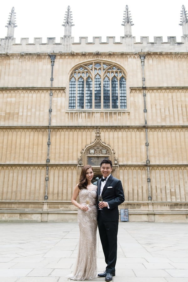 Bride wearing coloured wedding dress