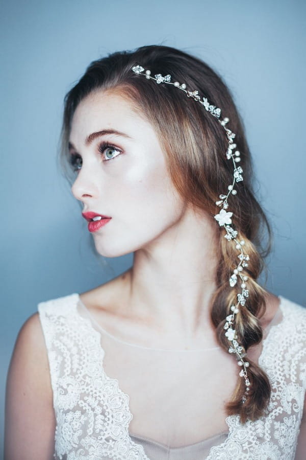 Single Braid Wedding Hairstyle with April Hair Vine