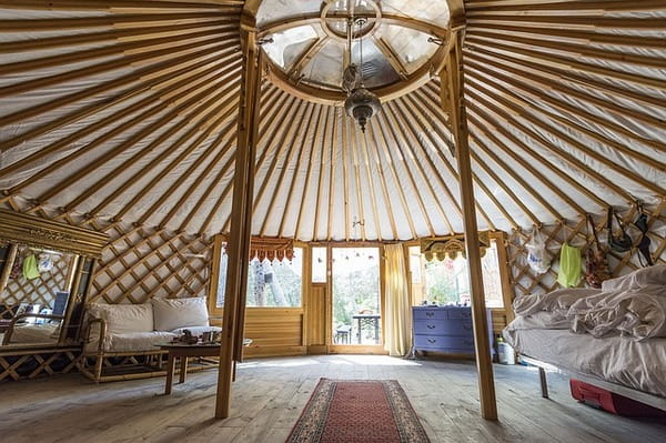 Inside of a yurt