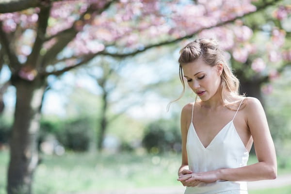 Bride with plain white dress