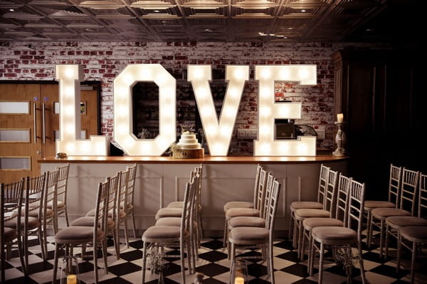 Large illuminated LOVE letters