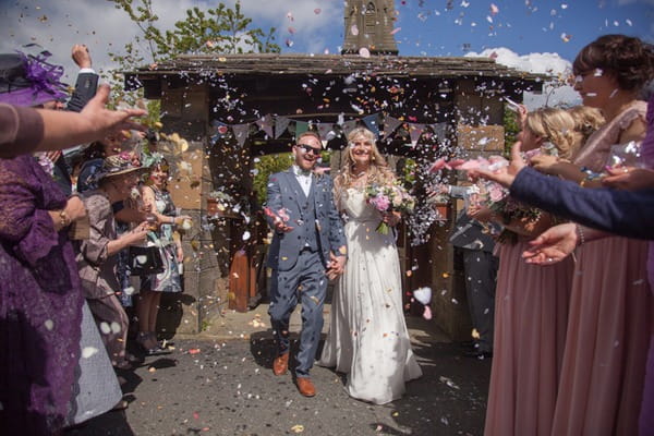 Confetti shot outside church