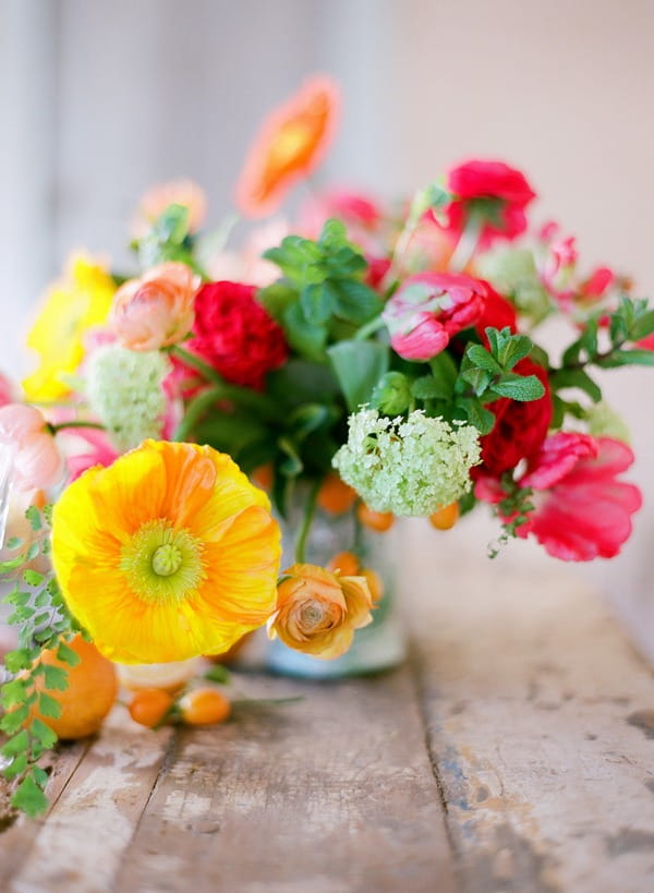 Bright and colourful table flowers