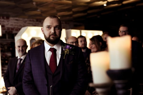 Nervous groom waiting for bride