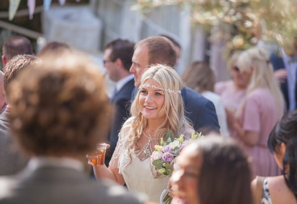 Bride mingling with wedding guests