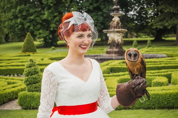 Bride holding owl