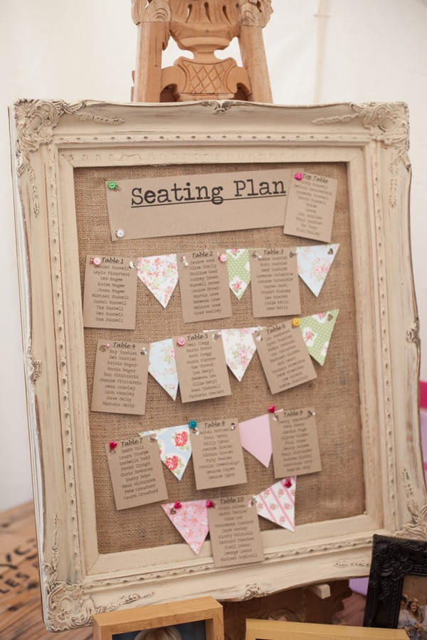 Vintage styled wedding table plan