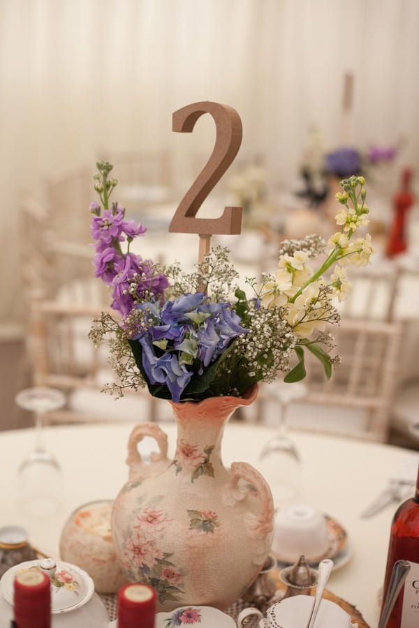 Wedding table number in vase