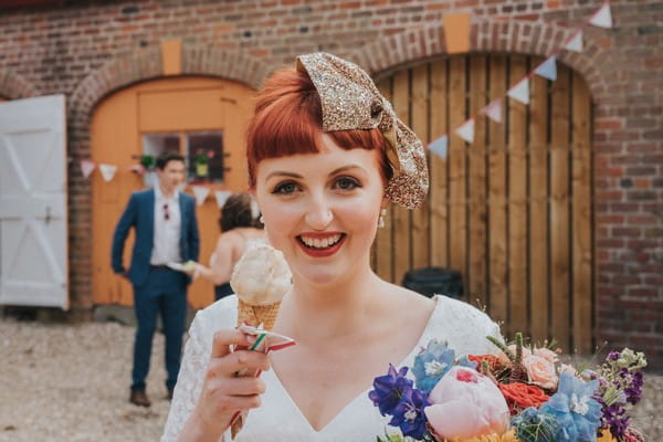 Bride holding ice cream
