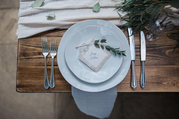 Wabi-sabi inspired wedding place setting