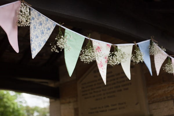 Bunting at entrance to church