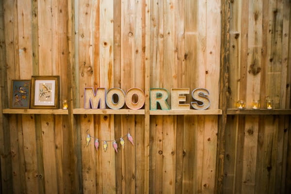 Moores letters on shelf