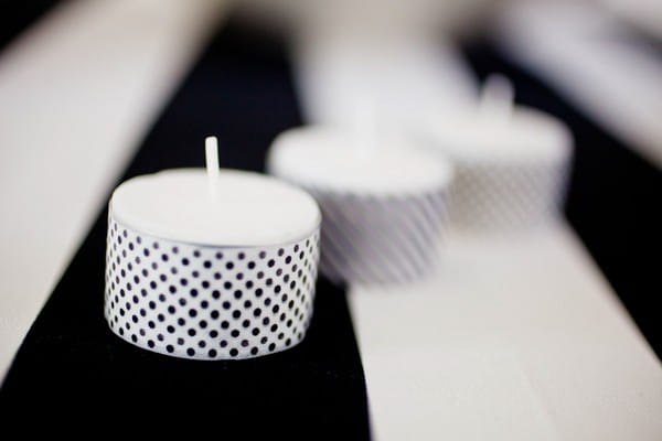 Black and White Spotty Candles Made from Tealights