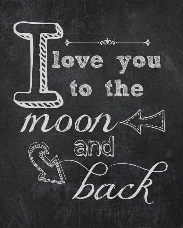 I Love You to the Moon and Back Chalkboard Printable