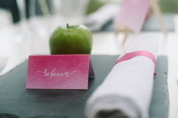 Pink wedding place card