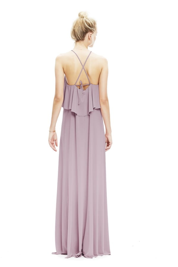 Back of Zoe Jersey Dress with Cross Back in Heather from Twobirds Bridesmaid Party Collection