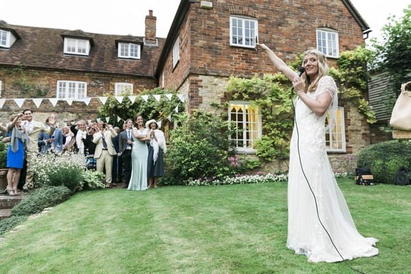 Bride Giving Wedding Speech Outside