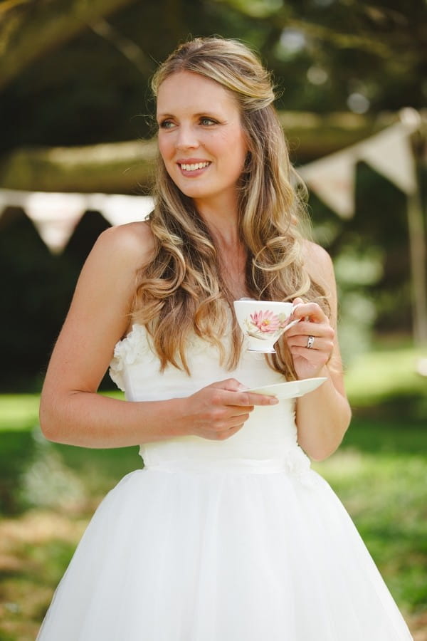 Bride with Half Up Waves Hairstyle