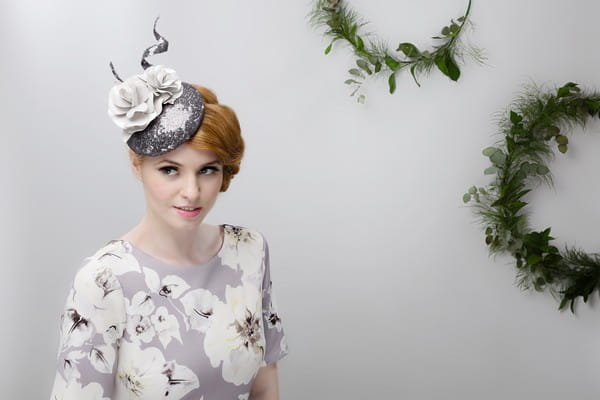 Silver-Grey Sequin Pillbox Fascinator - Beverley Edmondson Millinery