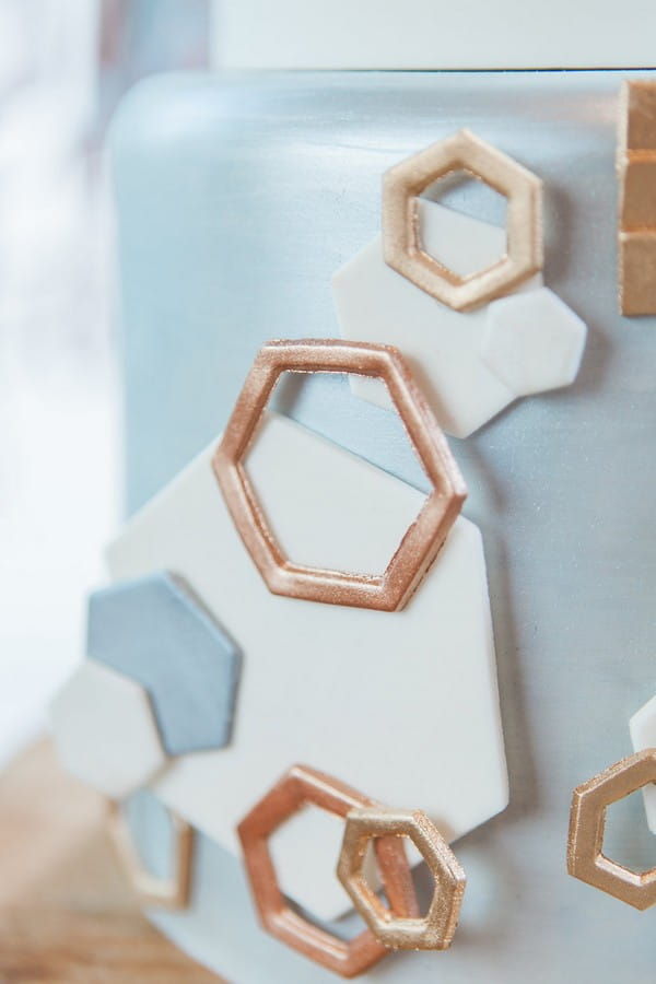 Copper hexagon cake detail