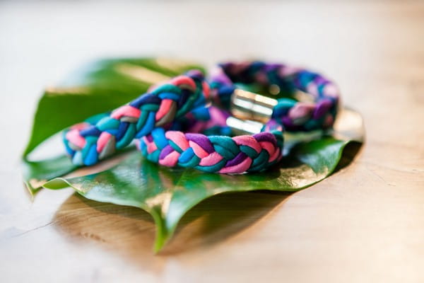 Pink and blue plaited hair bands