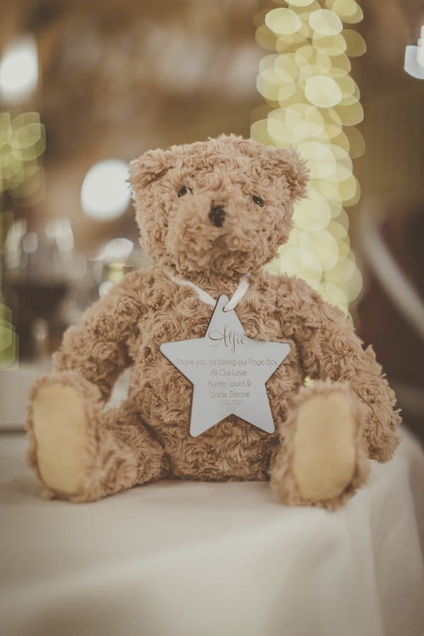 Teddy bear with star engraved with message