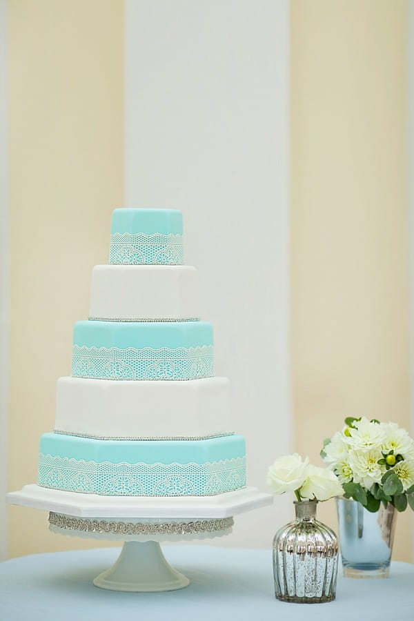 Audrey Blue and White Wedding Cake by GC Couture