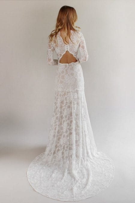 Back of Beverly Wedding Dress from the Claire Pettibone Romantique California Dreamin' 2017 Bridal Collection