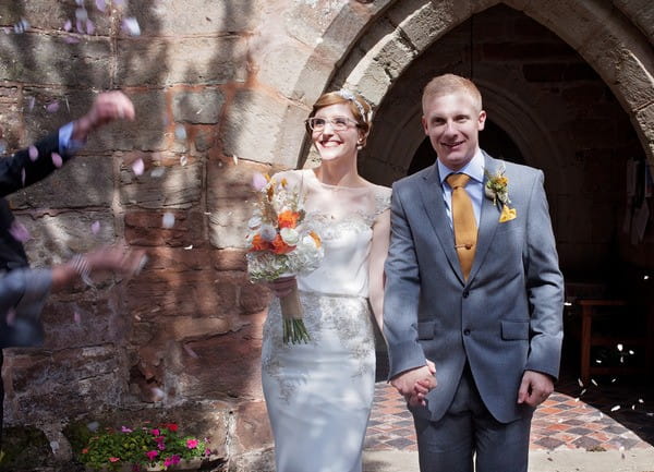 Groom Wearing Blue/Grey Suit