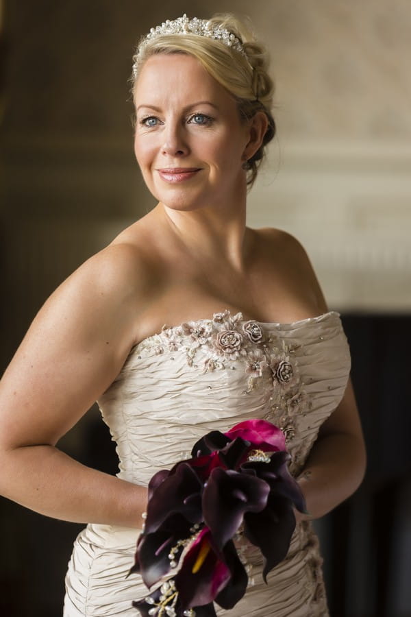 Bride Holding Cala Lily Silk Bouquet