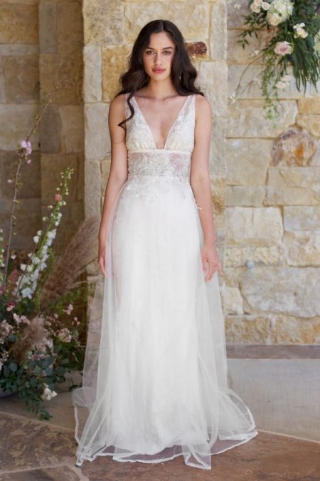 Champagne Wedding Dress from the Claire Pettibone Romantique The Vineyard Collection 2018