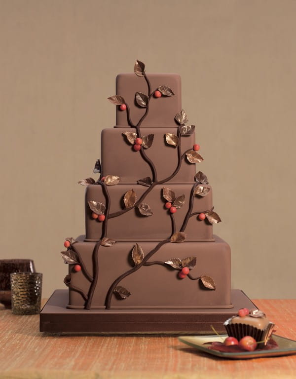 Chocolate Autumn Wedding Cake by The Cake Parlour