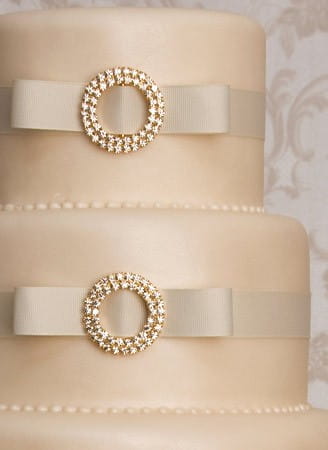 Close-Up of Monaco Nude Coloured Wedding Cake by Maisie Fantaisie