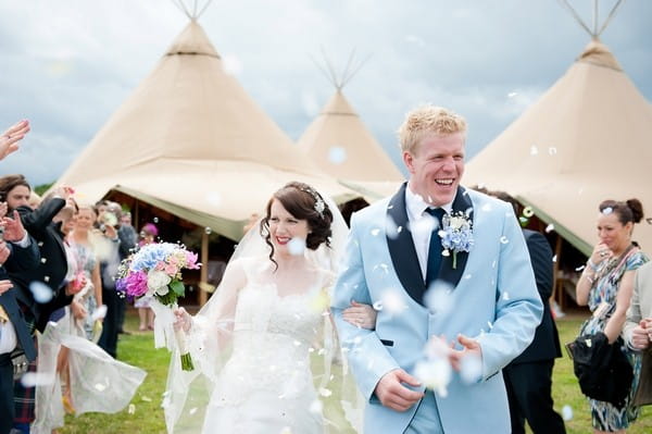 Groom Wearing Pale Blue Suit