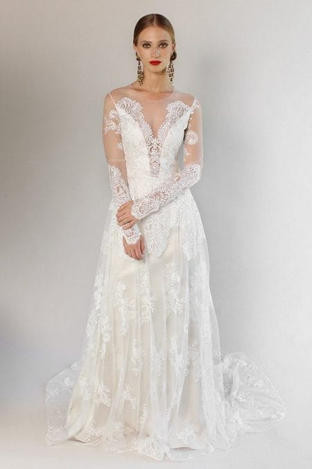 Arabesque Lace Wedding Dress Sheath by Claire Pettibone