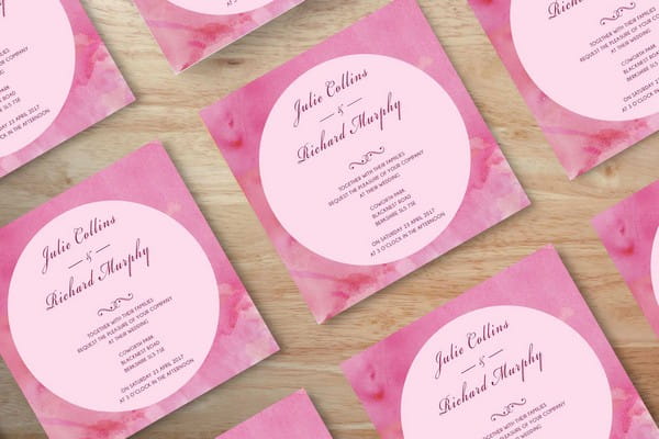 Pink Watercolour Wedding Invitation by Ananya Cards