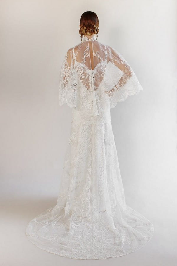 Back of Santa Monica Wedding Dress with Cape from the Claire Pettibone Romantique California Dreamin' 2017 Bridal Collection