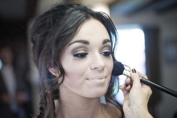 Using Blusher Brush on Bride