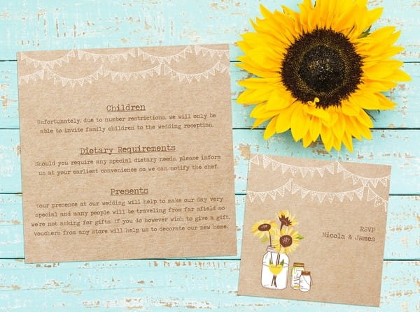 Children, Gifts and Food Info on Wedding Guest Information Card