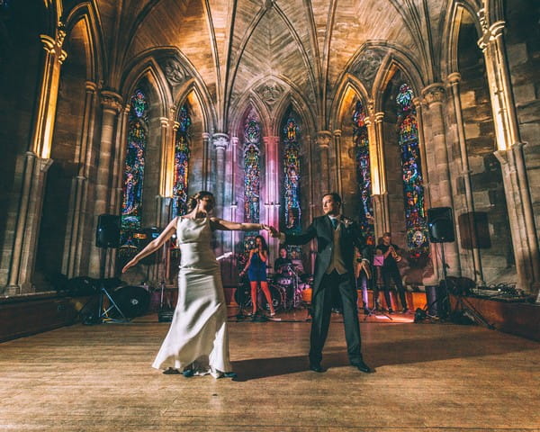 Bride and groom first dance in chapel at Ashdown Country Park Hotel - Picture by Robin Ball Photography