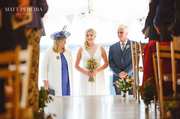 Bride about to walk down aisle