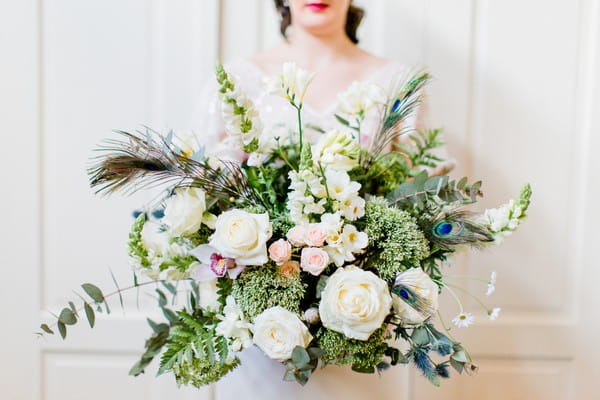 Bride holding large bouquet