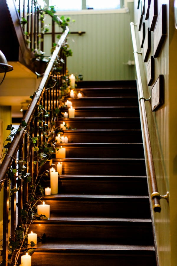 Candles on stairs in Park Hotel Hugo de Vries