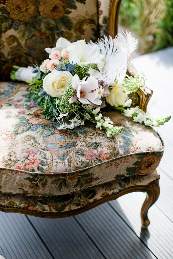 Bridal bouquet on Art Nouveau chair