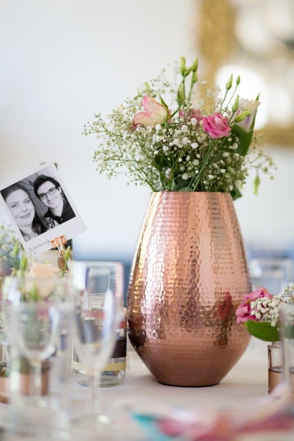 Copper vase on wedding table