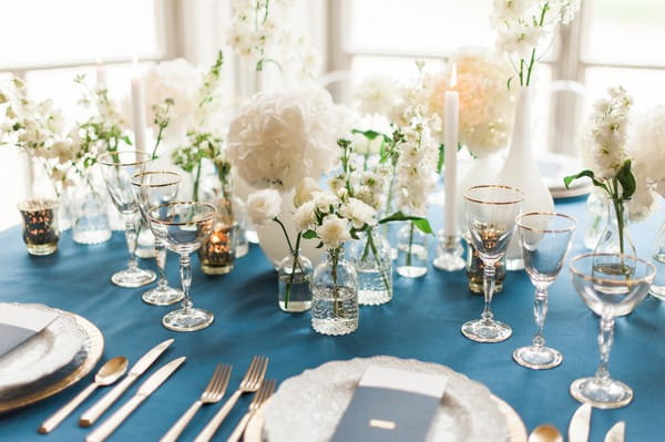 Glassware and vases on wedding table