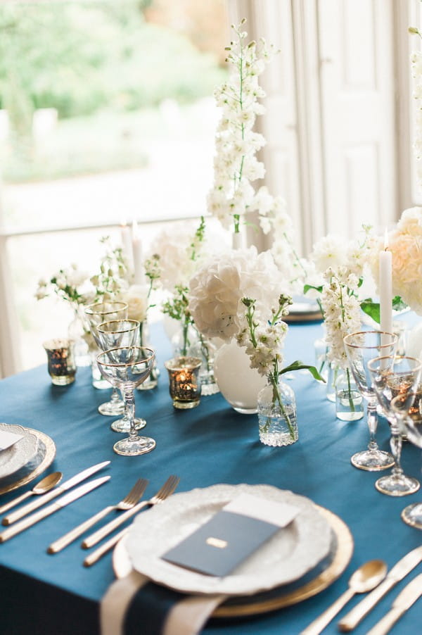 Glasses and vases on wedding table