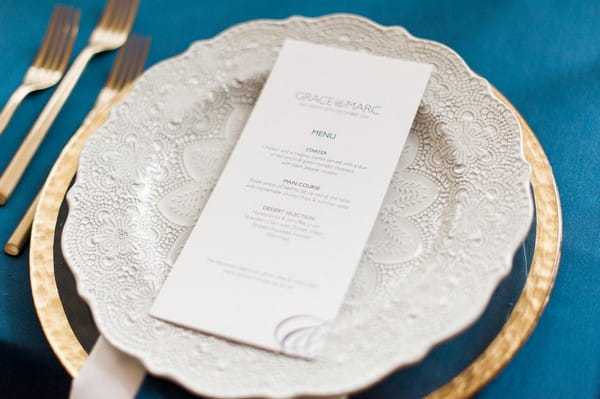 Wedding menu at place setting